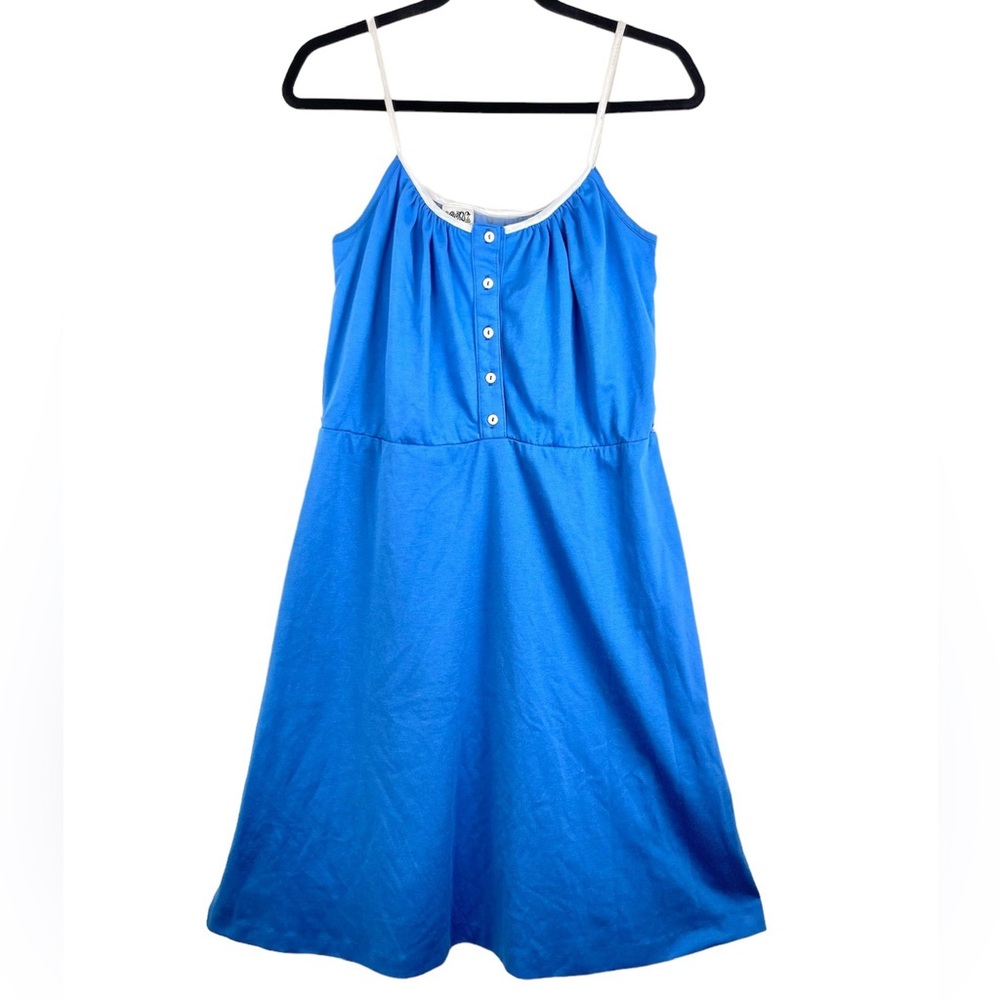 Vintage 70s Sundress, Size 9/10, Oops California, Blue & White